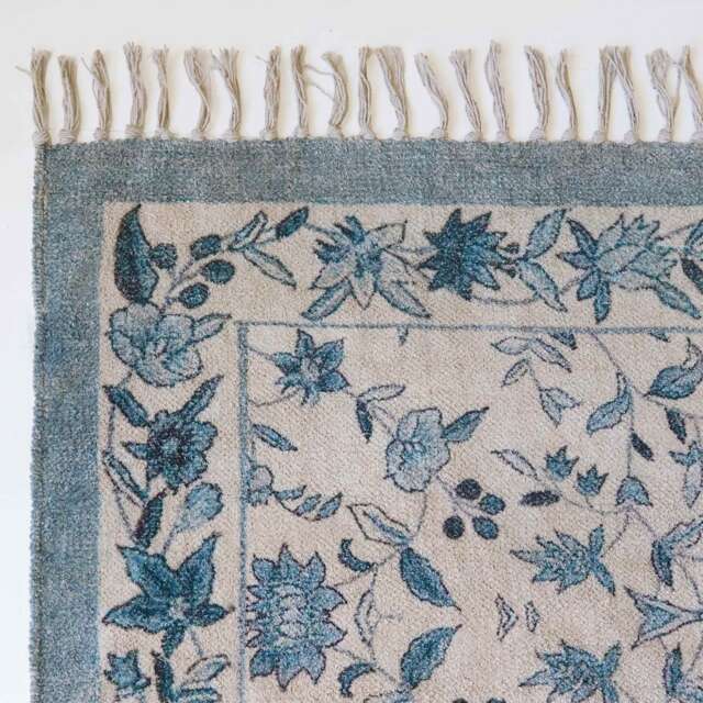 Delft Blue Floral Rug - image 1