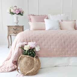 Peachskin Quilted Bedspread in Petal Pink - thumbnail 1