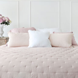 Peachskin Quilted Bedspread in Petal Pink - thumbnail 4