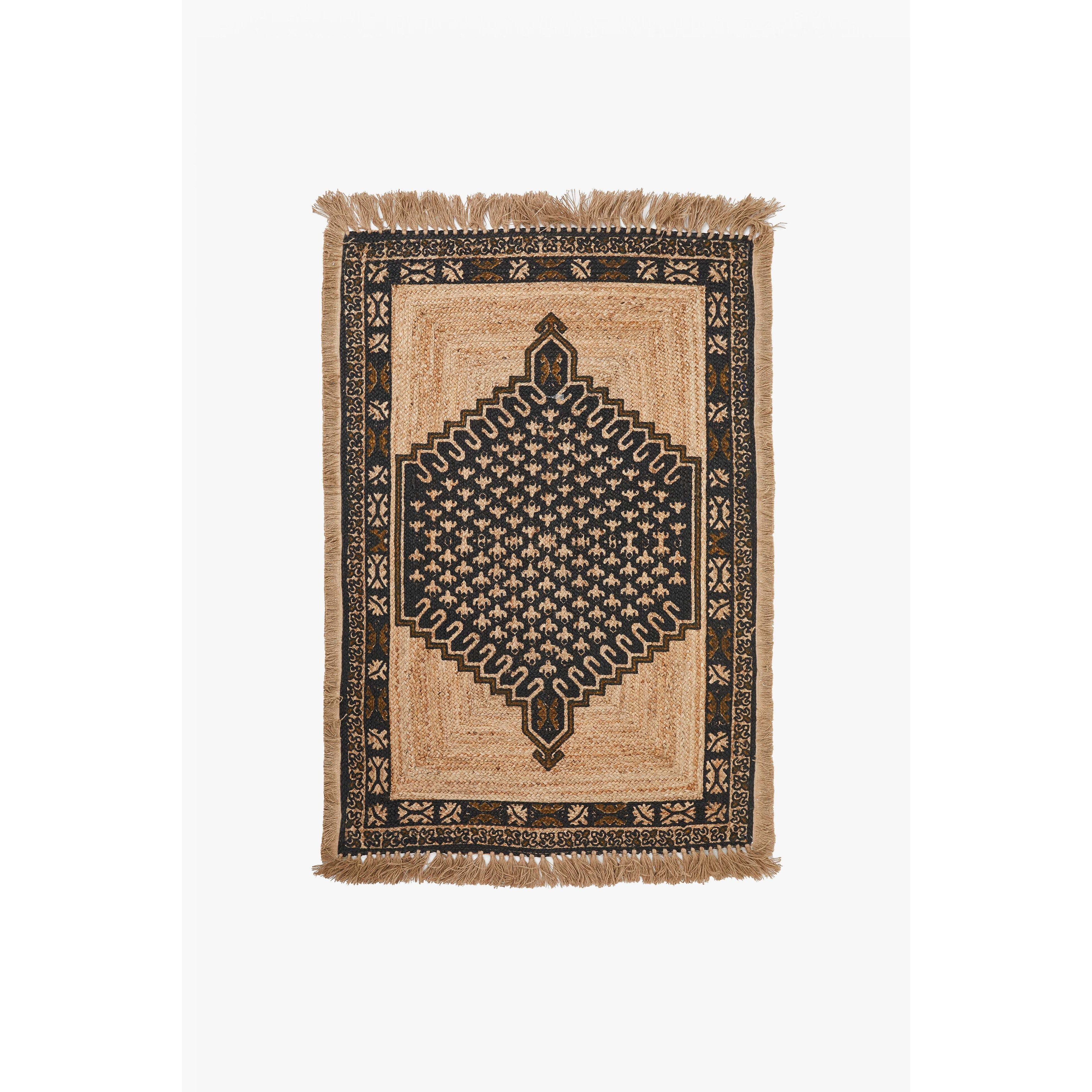 Poppy Jute Natural Rug Natural and Black