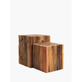 Reclaimed Wood Side Tables (Set of 2)Natural/Brown