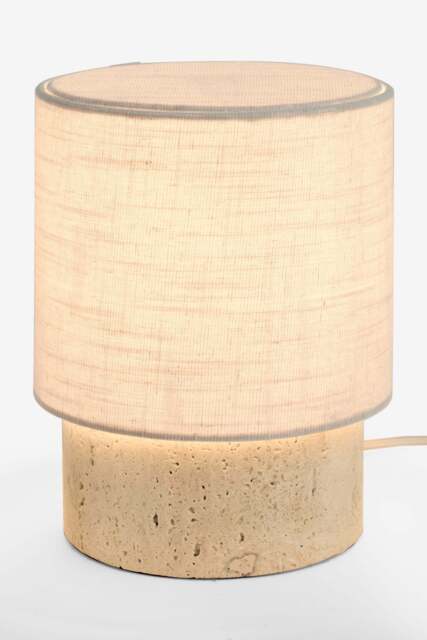 Travertine Cylinder Table Lamp Brown