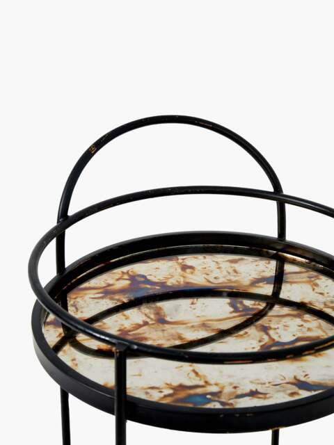 Antique Mirrored Drinks Trolley Black/Gold