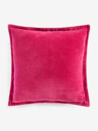 Washed Velvet Cushion Raspberry Pink