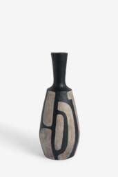 Hand Painted Papier Mache Vase Black/Grey