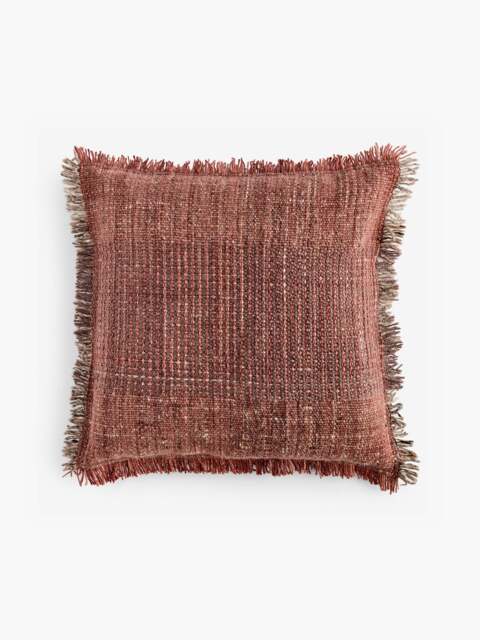 Textured Fringe Recycled Cushion Rust