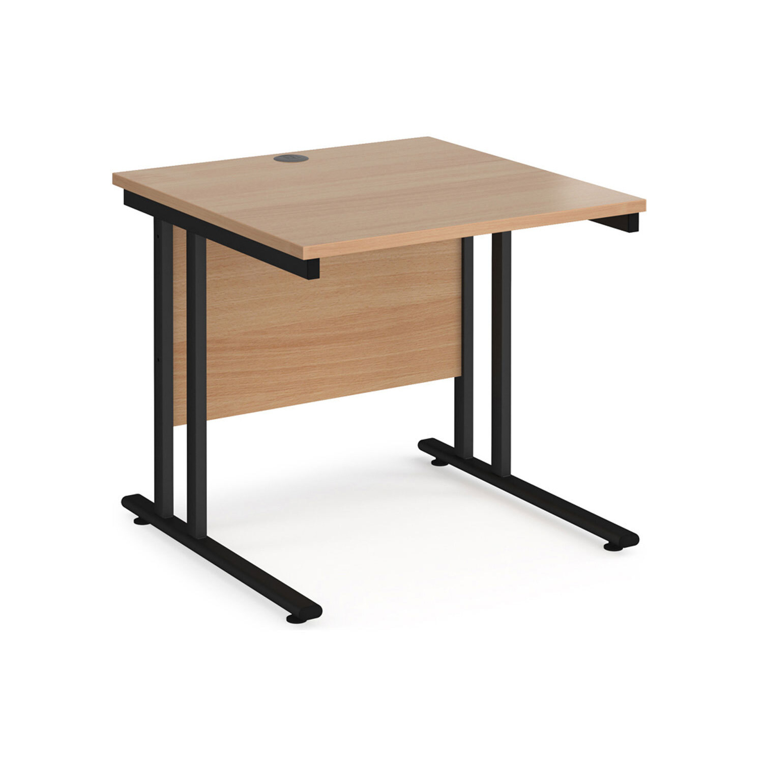 Value Line Deluxe C-Leg Rectangular Desk (Black Legs), 80wx80dx73h (cm), Beech