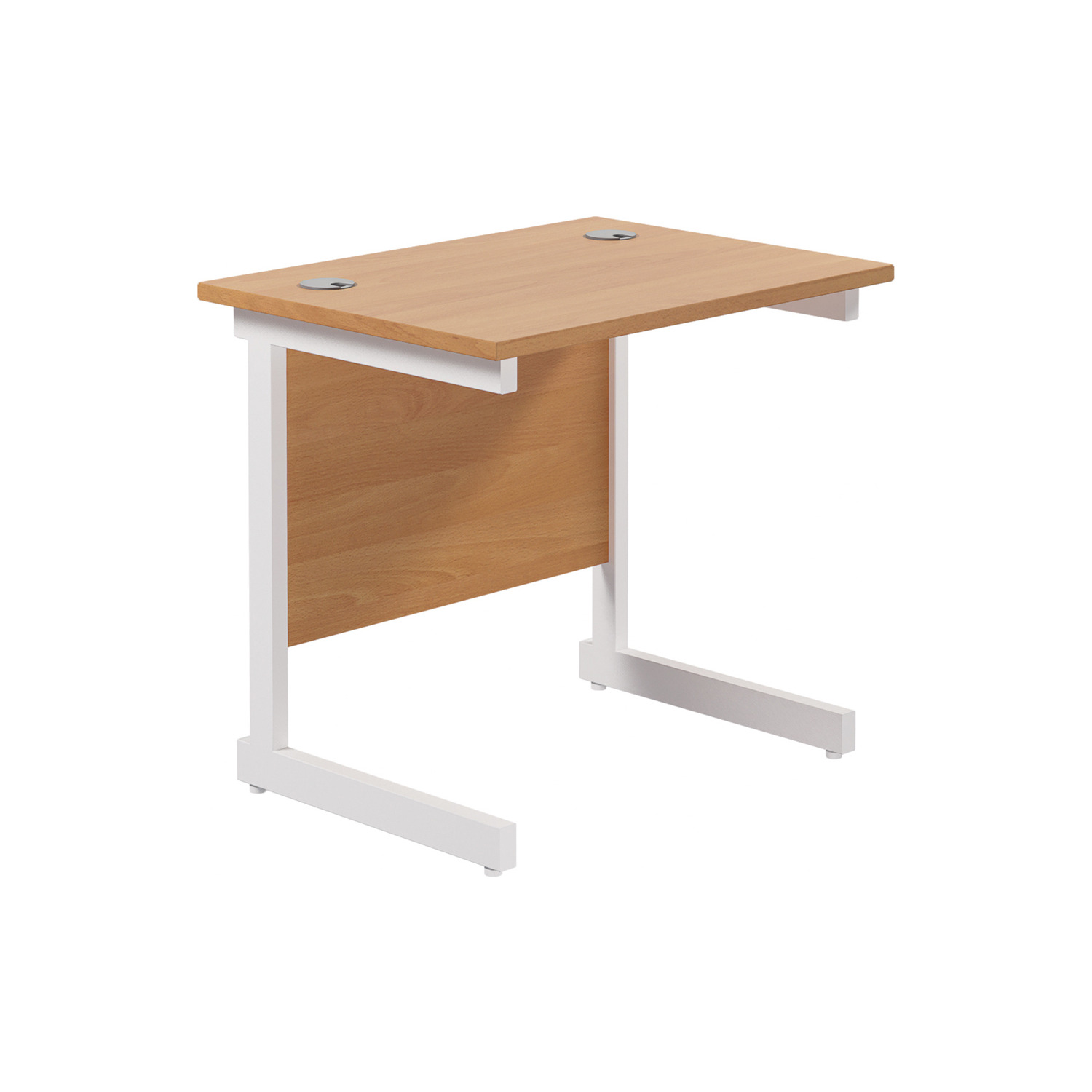 Progress I Narrow Rectangular Desk, 80wx60dx73h (cm), White/Beech