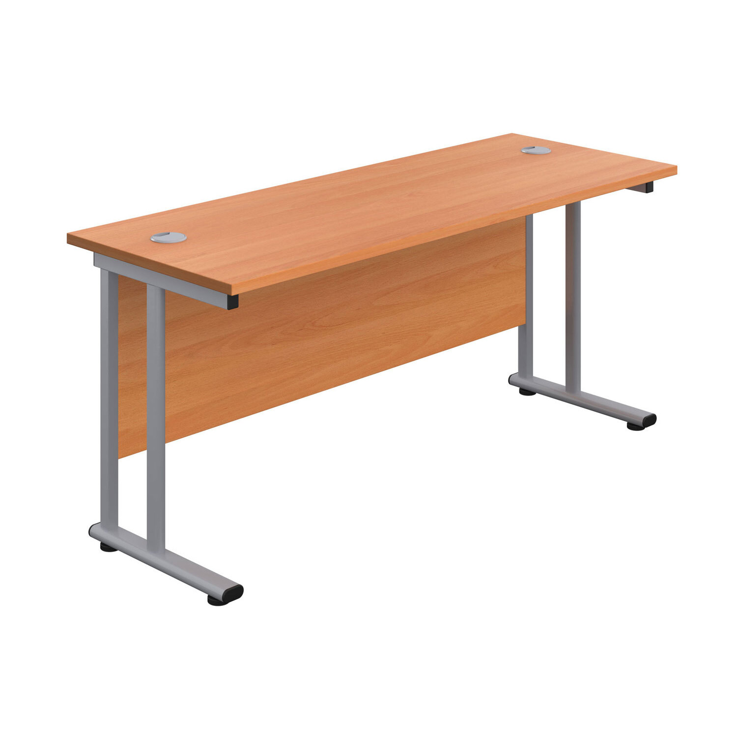 Impulse Narrow Rectangular Desk, 120wx60dx73h (cm), Silver/Warm Beech
