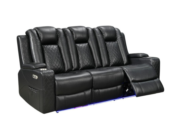 Sianna Electric Recliner 3 Seater Sofa Black Aire Leather - image 1