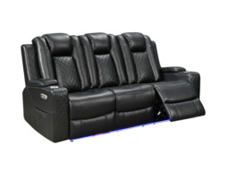 Sianna Electric Recliner 3 Seater Sofa Black Aire Leather