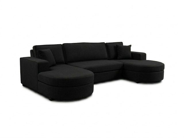 Belrosa Enzo Black U Shaped Sofa Bed with Storage - image 1