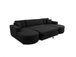Belrosa Enzo Black U Shaped Sofa Bed with Storage - thumbnail 2