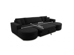 Belrosa Enzo Black U Shaped Sofa Bed with Storage - thumbnail 5