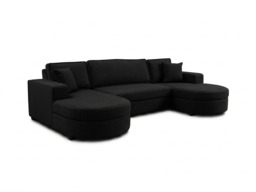 Belrosa Enzo Black U Shaped Sofa Bed with Storage - thumbnail 1