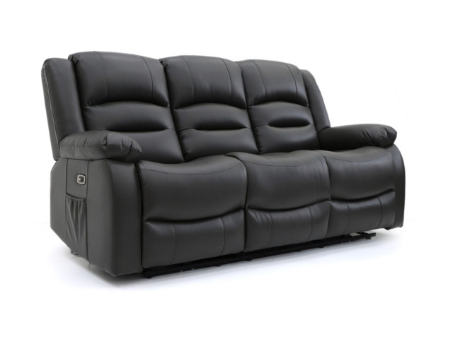 Vinson 3 Seater Electric Recliner Sofa  Black Aire Leather - image 1