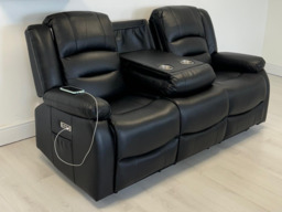 Vinson 3 Seater Electric Recliner Sofa  Black Aire Leather - thumbnail 6