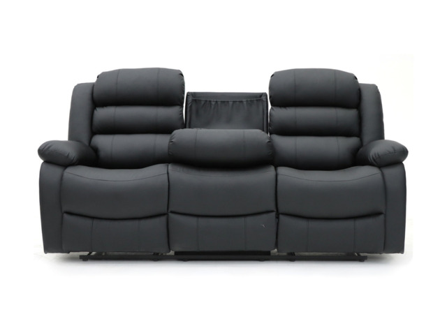 Sorrentino Recliner 3 Seater Sofa Black Aire Leather - image 1
