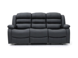 Sorrentino Recliner 3 Seater Sofa Black Aire Leather - thumbnail 2