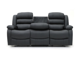 Sorrentino Recliner 3 Seater Sofa Black Aire Leather