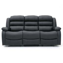 Sorrentino Recliner 3 Seater Sofa Black Aire Leather - thumbnail 2