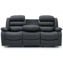 Sorrentino Recliner 3 Seater Sofa Black Aire Leather