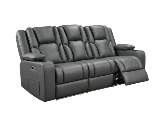 Orlando 3 Seater Electric Recliner Sofa Grey Aire Leather - image 1