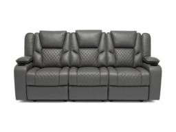 Orlando 3 Seater Electric Recliner Sofa Grey Aire Leather - thumbnail 2