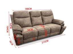 Toronto Brown 3+2 Electric Recliner Sofa Set - thumbnail 4