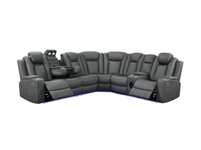 Sianna Corner Sofa Electric Recliner Aire Leather - image 1
