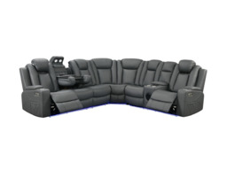 Sianna Corner Sofa Electric Recliner Aire Leather - thumbnail 1