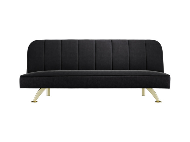 Burlington Sofa Bed Black Plush Velvet - image 1