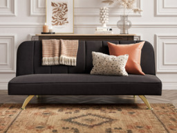 Burlington Sofa Bed Black Plush Velvet - thumbnail 2