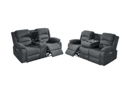Florence Electric Recliner Sofa Set 3+2 Grey Fabric