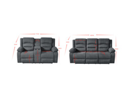 Florence Electric Recliner Sofa Set 3+2 Grey Fabric - thumbnail 2