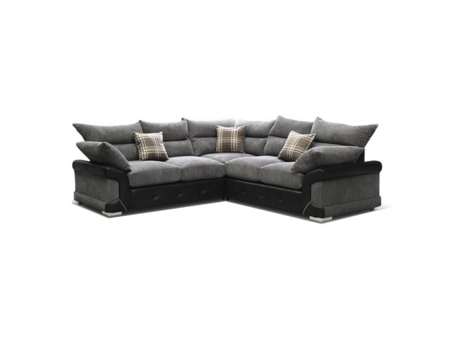Logan Double Corner Sofa Full Back Grey-Black - image 1