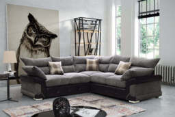 Logan Double Corner Sofa Full Back Grey-Black - thumbnail 2