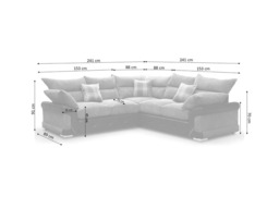 Logan Double Corner Sofa Full Back Grey-Black - thumbnail 3