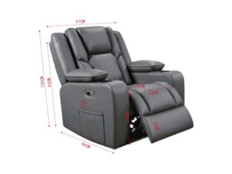 Orlando Electric Recliner Armchair Aire Leather - thumbnail 3