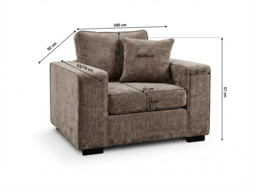 Chestnut Espresso Armchair with Cushion Enzo Fabric - thumbnail 3