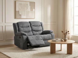 Sorrentino 2 Seater Recliner Sofa Fabric Grey - thumbnail 2