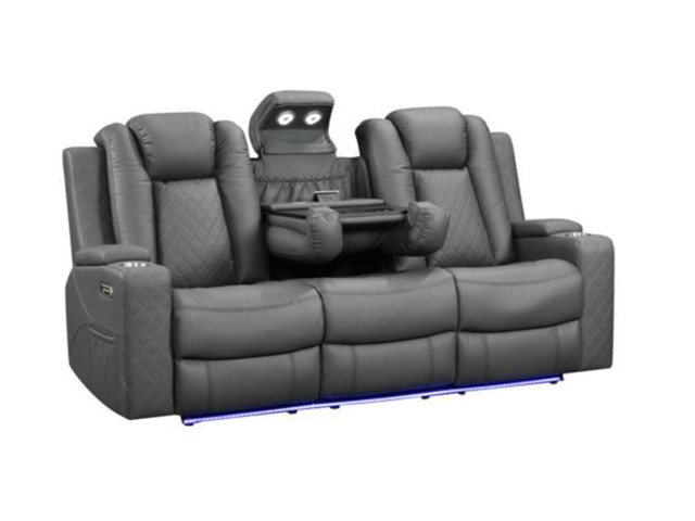 Sianna Electric Recliner 3 Seater Sofa Grey Aire Leather - image 1