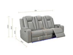 Sianna Electric Recliner 3 Seater Sofa Grey Aire Leather - thumbnail 4