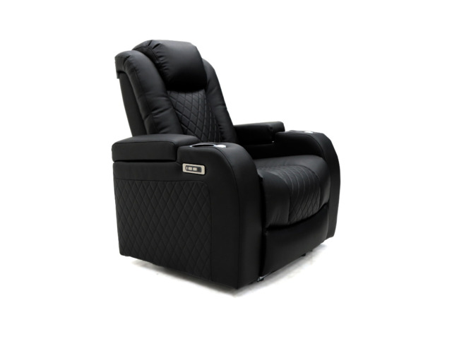 Tech 8 Smart Electric Recliner Armchair Black Aire Leather - image 1