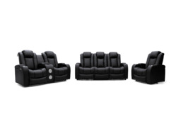 Tech 8 Smart Electric Recliner Armchair Black Aire Leather - thumbnail 7