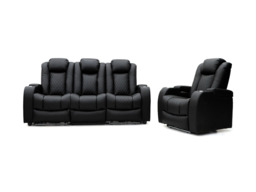 Tech 8 Smart Electric Recliner Armchair Black Aire Leather - thumbnail 6