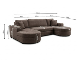 Belrosa Enzo Chocolate U Shaped Sofa Bed with Storage - thumbnail 4