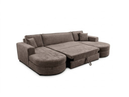 Belrosa Enzo Chocolate U Shaped Sofa Bed with Storage - thumbnail 2