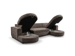 Belrosa Enzo Chocolate U Shaped Sofa Bed with Storage - thumbnail 3