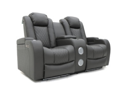 Tech 8 Smart 3+2+1 Electric Recliner Sofa Set Grey Aire Leather - thumbnail 5
